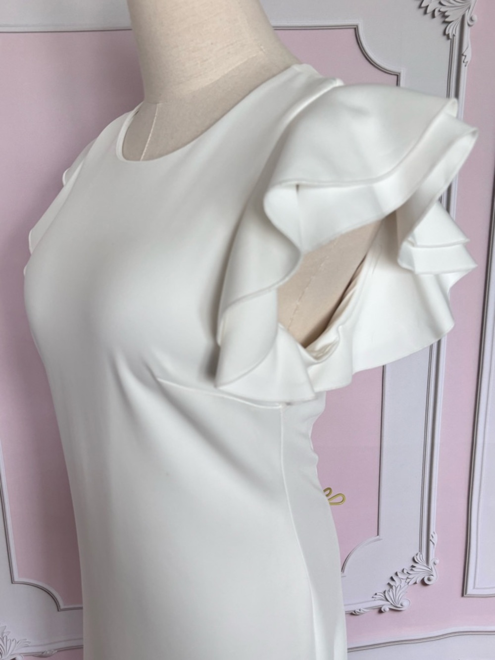 TOMMY HILFIGER White Short Flutter Cap Sleeve Scuba Sheath Dress--NWT--10 - Picture 4 of 16